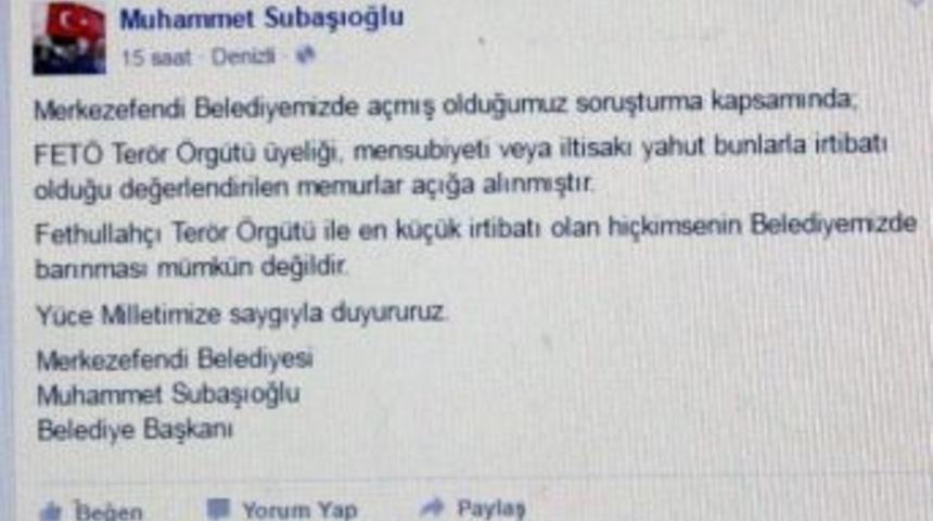Denizli Merkezefendi Belediyesinde 4 Personel G&ouml;revden Uzaklaştırıldı