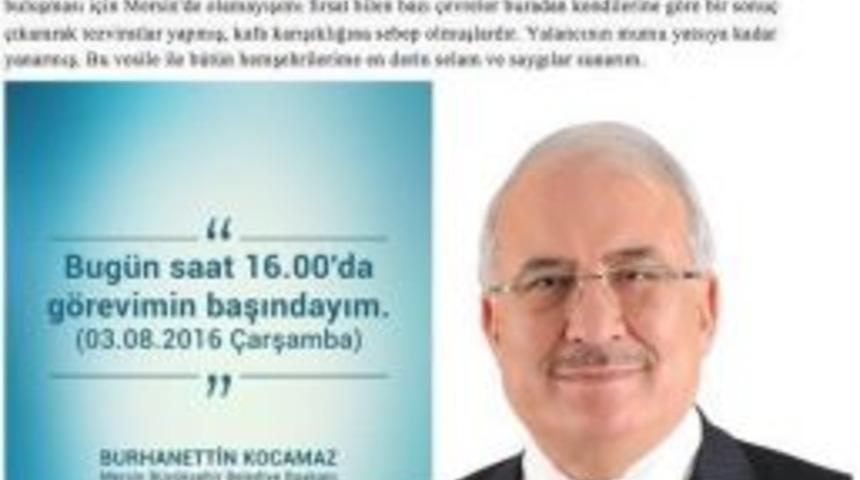 Kocamaz: "g&ouml;revimin Başındayım"