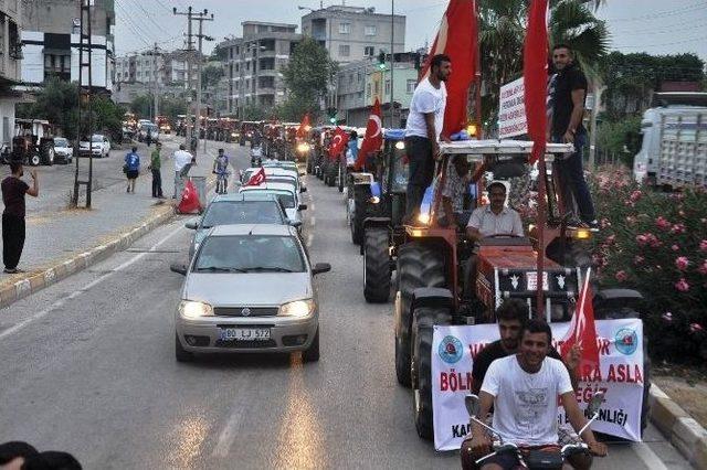 Kadirlili Çiftçilerden 500 Traktörle Demokrasi Konvoyu