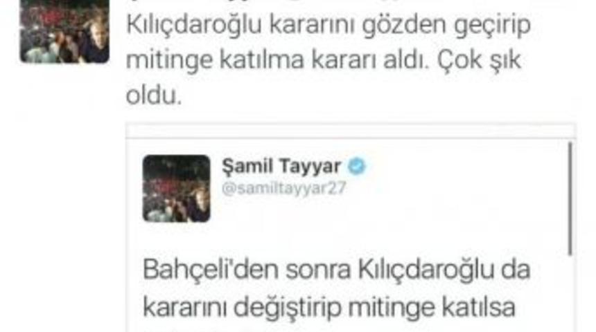 Şamil Tayyar&rsquo;dan Chp Lideri Kılı&ccedil;adaroğlu&rsquo;na &rsquo;şık&rsquo; Yorumu