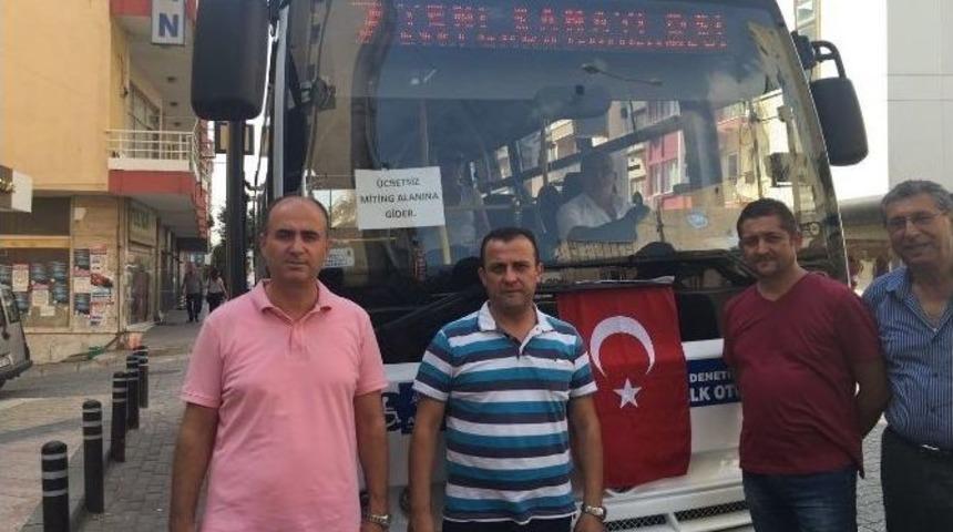 Efeler Şehiri&ccedil;i &Ouml;zel Halk Otob&uuml;sleri Demokrasi Ve Şehitler Mitingi İ&ccedil;in Seferber Oldu