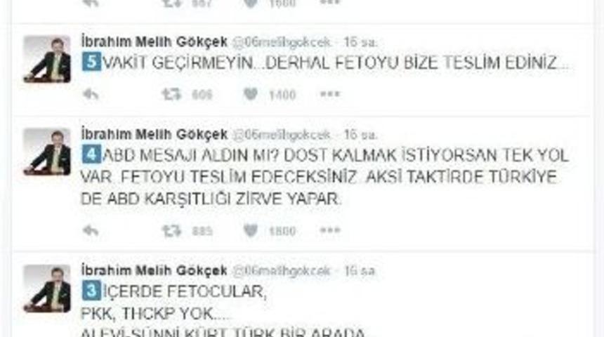 Başkan G&ouml;k&ccedil;ek&rsquo;ten Yenikapı Mitingi Tweeti