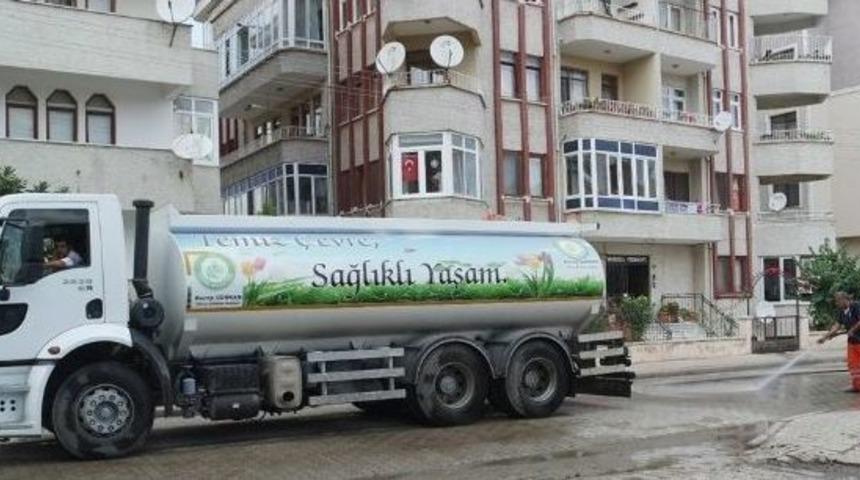 Cadde Ve Sokaklara Deterjanlı Temizlik