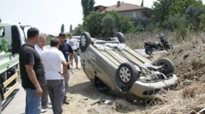 K&ouml;peğe &Ccedil;arpmamak İsterken Takla Attı