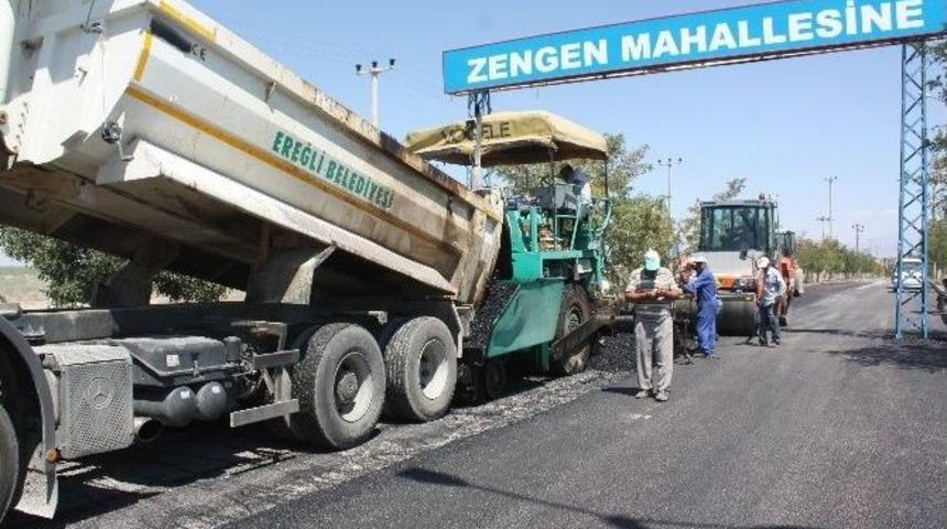 Ereğli’de Sıcak Asfalt Çalışmaları Sürüyor