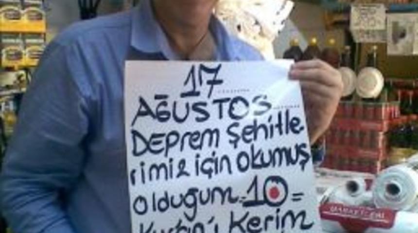 G&ouml;lc&uuml;kl&uuml; Esnaf, 17 Ağustos Deprem Şehitlerine 10 Kuran-i Kerim Hatmi Hediye Etti