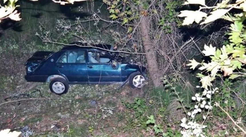 Otomobil Şarampole Yuvarlandı: 2 Yaralı