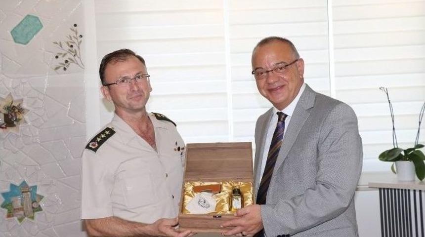 İl Jandarma Komutanı Kaplan Başkan Erg&uuml;n&rsquo;&uuml; Ziyaret Etti