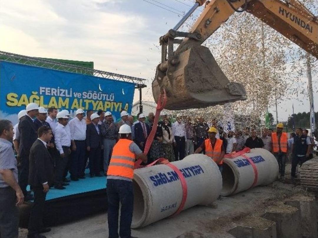 Ferizli-s&ouml;ğ&uuml;tl&uuml; İl&ccedil;eleri Alt Yapı İnşaatı Temeli Atıldı