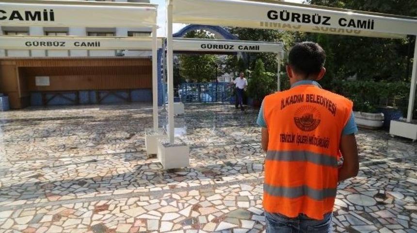 İlkadım&rsquo;da Camiler Bayrama Hazırlandı