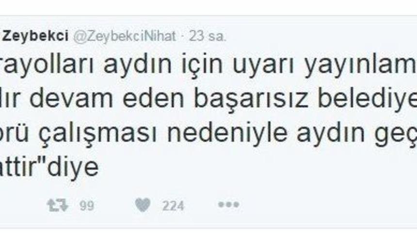 Bakan Zeybekci&rsquo;den Aydın B&uuml;y&uuml;kşehir&rsquo;e Tepki