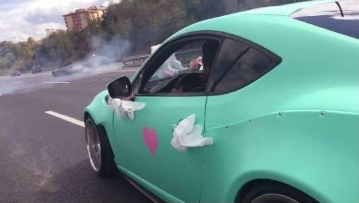 (özel Haber) Tem Otoyolunu Kapatıp Gelin Arabasıyla Drift Yaptılar G3