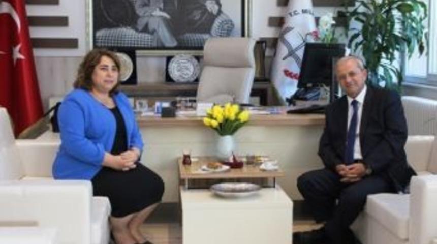 İl Emniyet M&uuml;d&uuml;r&uuml; B&ouml;ğ&uuml;rc&uuml;&rsquo;nden İl Milli Eğitim M&uuml;d&uuml;r&uuml; Pervin T&ouml;re&rsquo;ye Veda Ziyareti