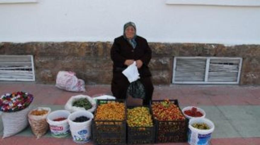 Dağdan Topladığı Armut, Erik Ve Kuşburnunu Satarak Ge&ccedil;imini Sağlıyor