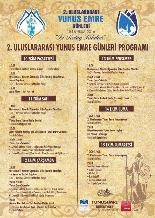 Uluslararası Yunus Emre Günleri Başlıyor