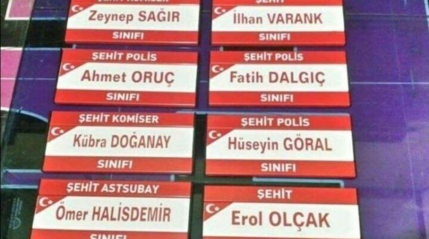 15 Temmuz Şehitlerinin Adı Sınıflara Verildi