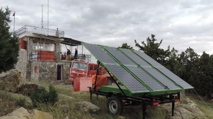 Denizli&rsquo;de Yangın G&ouml;zetleme Kulesinin Elektriği G&uuml;neş Enerjisinden