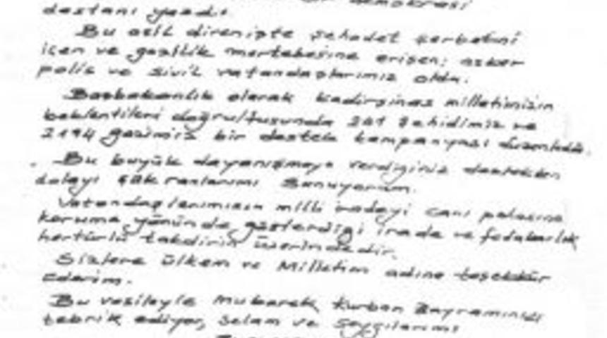 Başbakan&rsquo;dan Isparta&rsquo;ya Islak İmzalı Teşekk&uuml;r Mektubu