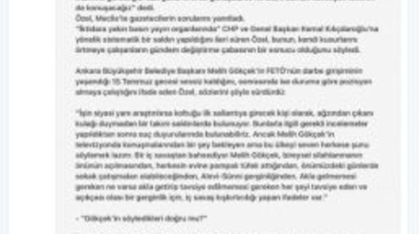 G&ouml;k&ccedil;ek&rsquo;ten Chp&rsquo;ye Tepki
