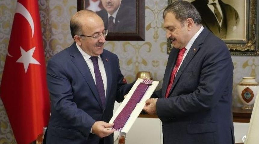 Bakan Eroğlu&rsquo;ndan Başkan G&uuml;mr&uuml;k&ccedil;&uuml;oğlu&rsquo;na Ziyaret