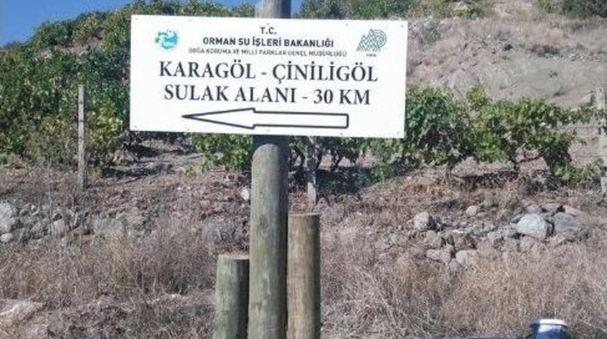 Karag&ouml;l Ve &Ccedil;inili G&ouml;l Havzalarına Y&ouml;nlendirme Tabelası &Ccedil;alışması