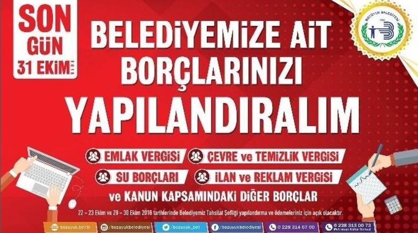 Boz&uuml;y&uuml;k Belediyesi&rsquo;nden Bor&ccedil;ların Yapılandırılması İle İlgili Hatırlatma