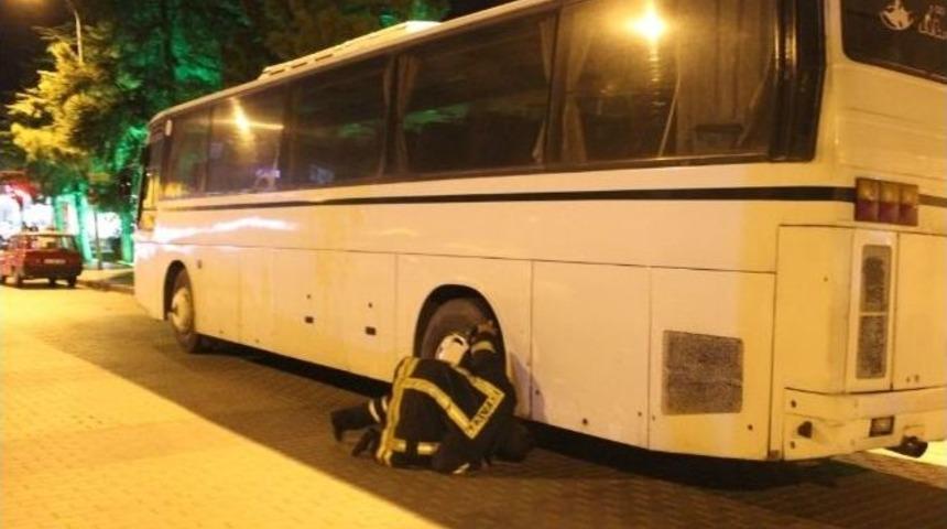 Otob&uuml;s&uuml;n Altına Giren Kedi Kurtarıldı