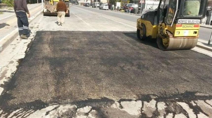 K&ouml;rfez&rsquo;de Yol Yapım Ve Asfaltlama &Ccedil;alışmaları S&uuml;r&uuml;yor
