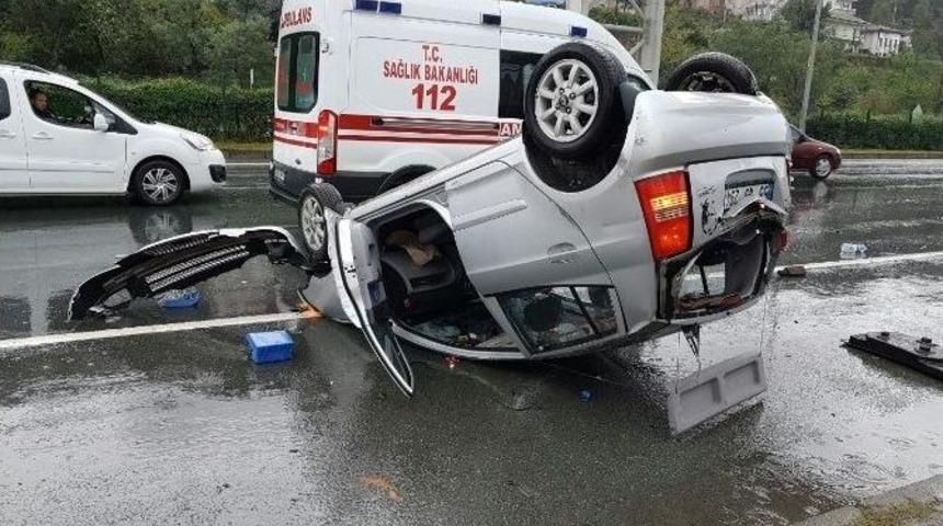 Rize&rsquo;de Ara&ccedil; Takla Attı: 1 Yaralı