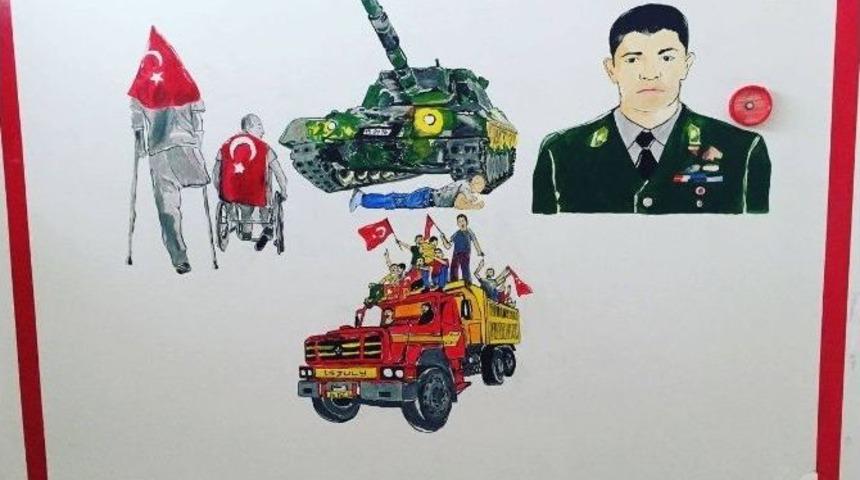 Milli İrade Anaokulu&rsquo;nun Duvarlarına 15 Temmuz&rsquo;un Sembolleri Resmedildi