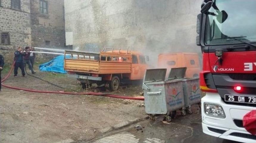 İspir&rsquo;de Atv Aracı Yanarak Kullanılamaz Hale Geldi