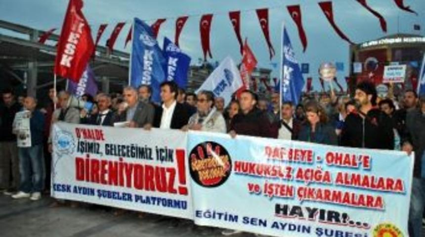 Aydın&rsquo;da Bir Grup Kesk &Uuml;yesinden Khk Eylemi