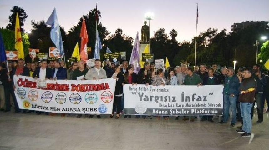 Adana&rsquo;da İhra&ccedil; Edilen Eğitimciler İ&ccedil;in Eylem