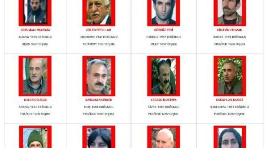 Aranan Ter&ouml;rist Listesi G&uuml;ncellendi; Verilecek Toplam &Ouml;d&uuml;l 534 Milyon
