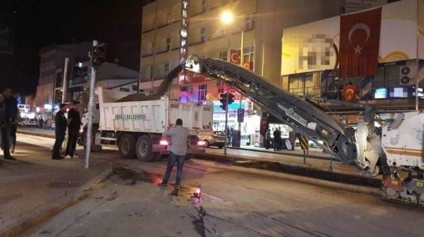 Ereğli Belediyesi Geceleri De &Ccedil;alışıyor