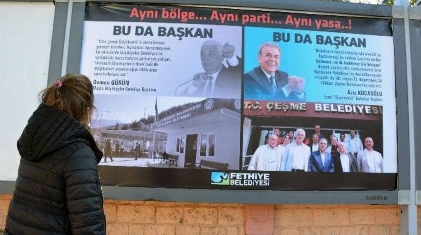 Fethiye&rsquo;de Başkanların Atışması Bilboardlarda