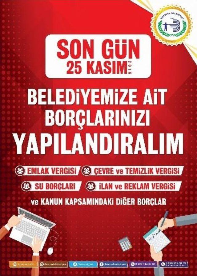 Bozüyük Belediyesi’nden Borç Yapılandırma Hatırlatması