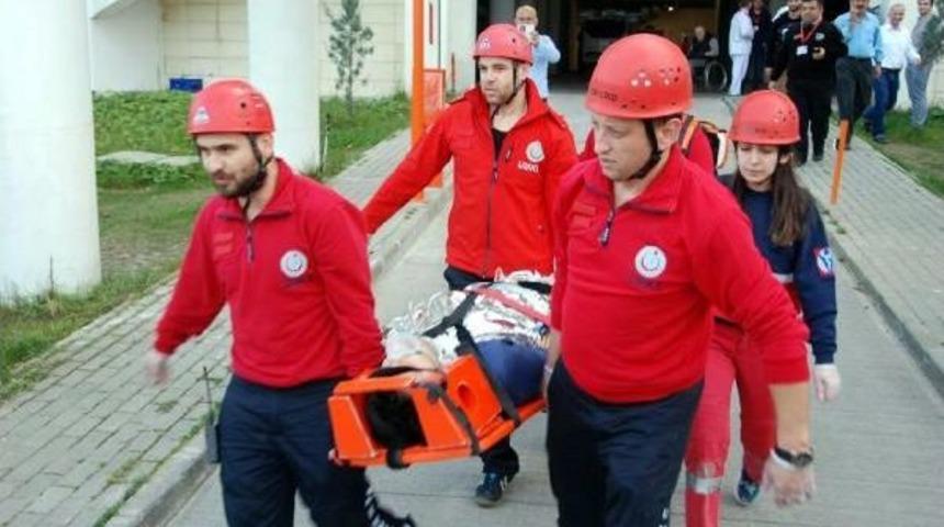 &Uuml;nye Devlet Hastanesi'nde Yangın Tatbikatı