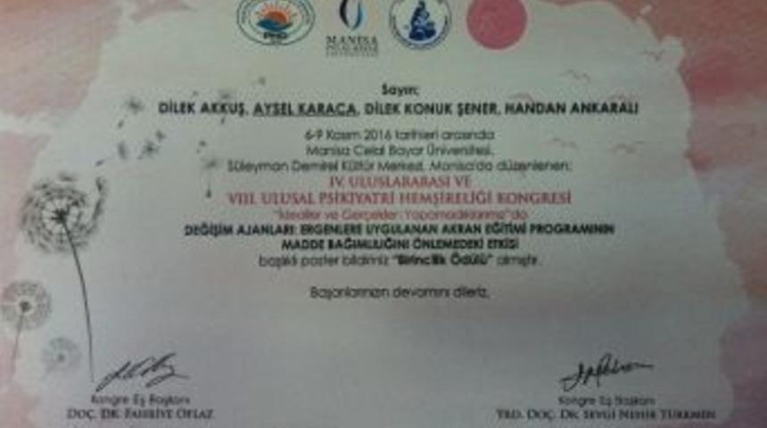 D&uuml;zce &Uuml;niversitesi Poster Bildirisi Birincilik &Ouml;d&uuml;l&uuml;ne Layık G&ouml;r&uuml;ld&uuml;