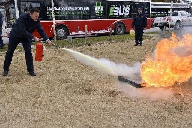 Tepebaşı Yangınla Mücadele Ekibi’nin Yangın Tatbikatı