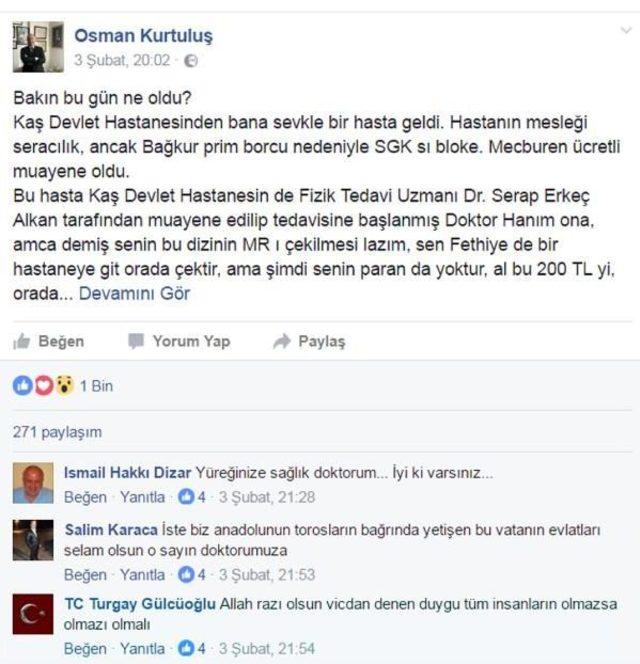 Doktor, Hastasına 200 Lira Mr Parası Verdi