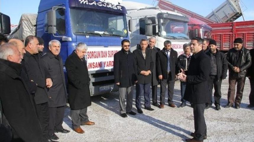 Sorgun&rsquo;dan Suriye&rsquo;ye Yardım Tırları Yola &Ccedil;ıktı