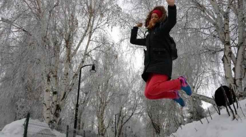 Kırağı Tutan Ağa&ccedil;lar Kartpostallık G&ouml;r&uuml;nt&uuml;ler Oluşturdu