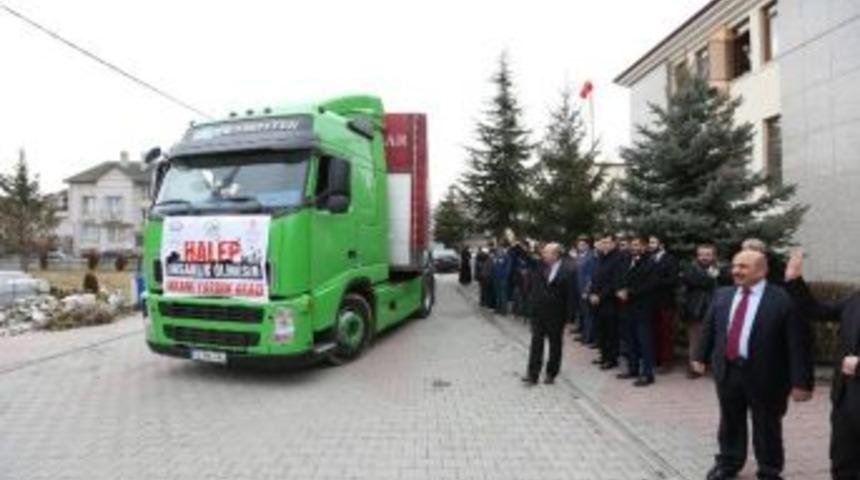 3 Tır Dolusu Yardım Halep&rsquo;e G&ouml;nderildi