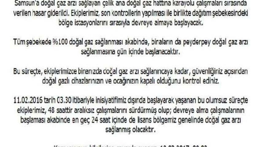 Samsun Geceyi Doğalgazsız Ge&ccedil;irdi