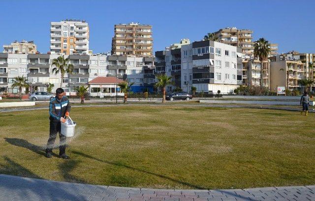 Erdemli’de Parklarda Bahar Hazırlığı Başladı