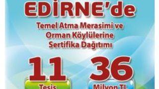 Edirne’ye 11 Tesis, 24 Milyon Tl’lik Yatırım Kazandırılıyor