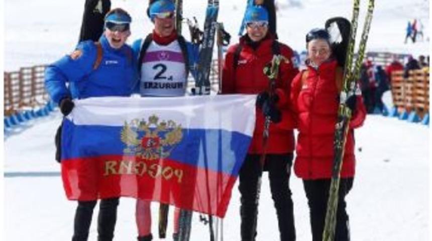 Avrupa Gen&ccedil;lik Olimpik Kış Festivali'nde Rusya Biatlon Bayrak Yarışında 1'inci Oldu