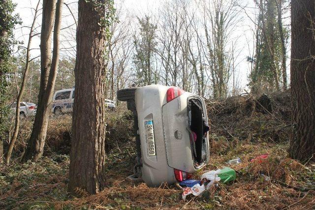 (&ouml;zel Haber) Şarampole U&ccedil;an Otomobilden Burnu Bile Kanamadan &Ccedil;ıktı 1