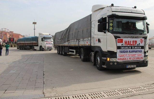 Karab&uuml;k&rsquo;ten Halep&rsquo;e 3 Yardım Tır&rsquo;ı Yola &Ccedil;ıktı 1